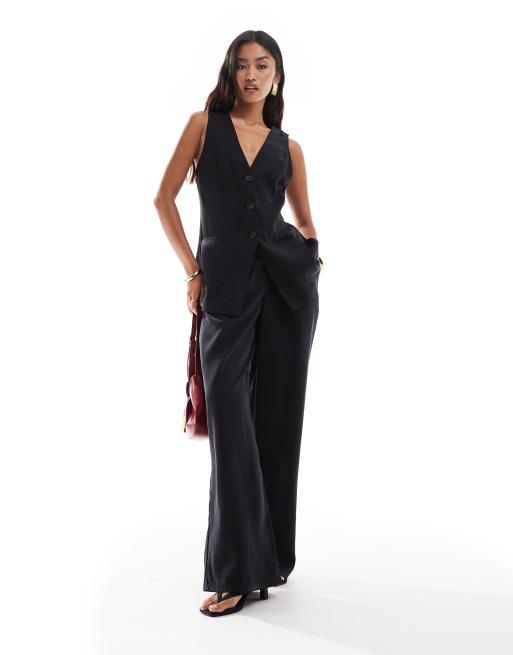 ASOS DESIGN longline vest in washed black - part of a set