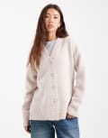 [ASOS DESIGN] ASOS DESIGN longline waisted cardigan in lambswool in white XS Marshmallow