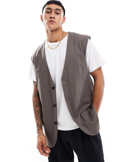 ASOS DESIGN – Longline-Weste in Braun