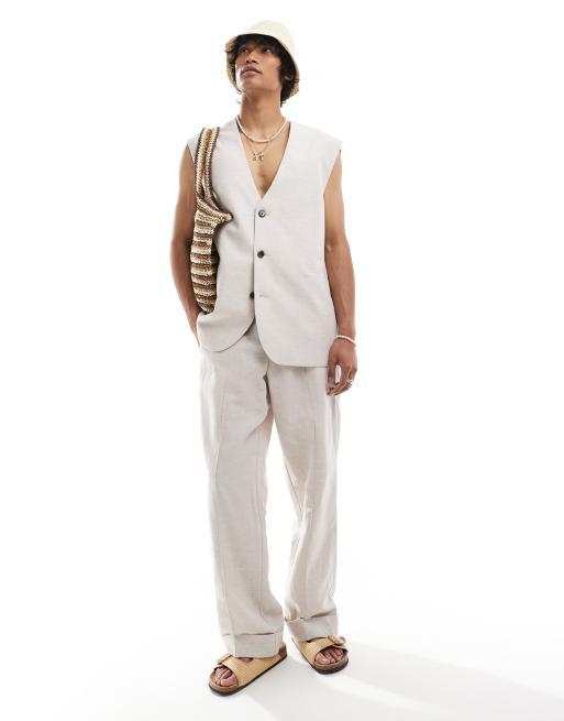ASOS DESIGN – Longline-Weste in Stein mit Leinen, 3 von 5