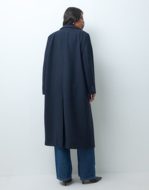 ASOS DESIGN longline wool-blend formal dad coat in navy, 4 of 4