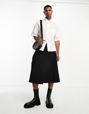 ASOS DESIGN ASOS DESIGN longline wrap men's skirt in black