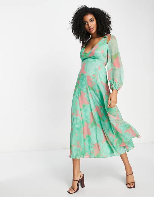 Floral Up Down Maxi Dress - ALOFI - Women Designer Dresses