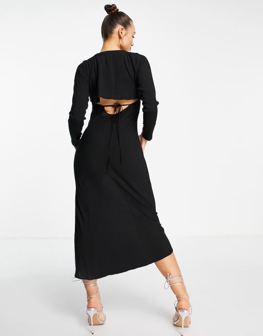 black halter neck dress asos ASOS Design - Halter Midi Dress - Women - Cotton/Spandex - 6 US