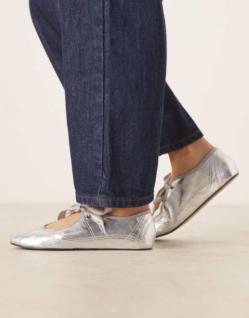 ASOS DESIGN - Loom - Ballerine argento allacciate, 2 di 4
