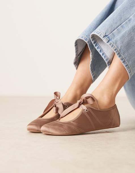 ASOS DESIGN - Loom - Ballerine color cipria in raso con nastri - view 1