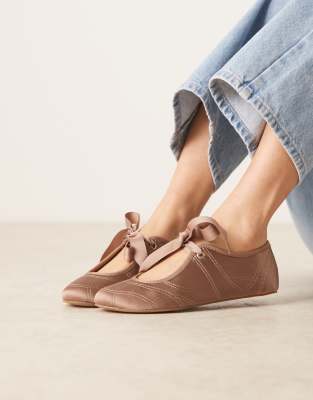 Asos Design Loom Lace-up Ballets In Pink