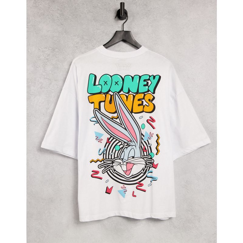 Uomo Novità DESIGN - Looney Tunes - T-shirt bianca con stampa sul petto e sul retro