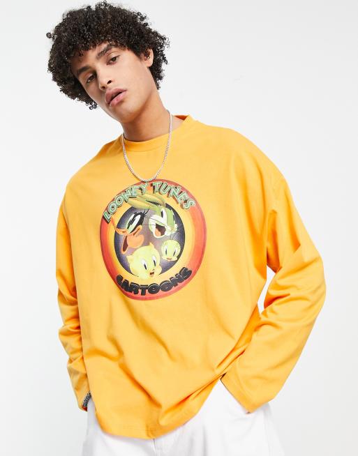 ASOS DESIGN - Looney Tunes - T-shirt oversize à manches longues avec imprimé - Orange, 2 de 4
