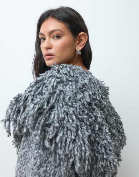 ASOS DESIGN loop crew neck jumper in mono - view 1