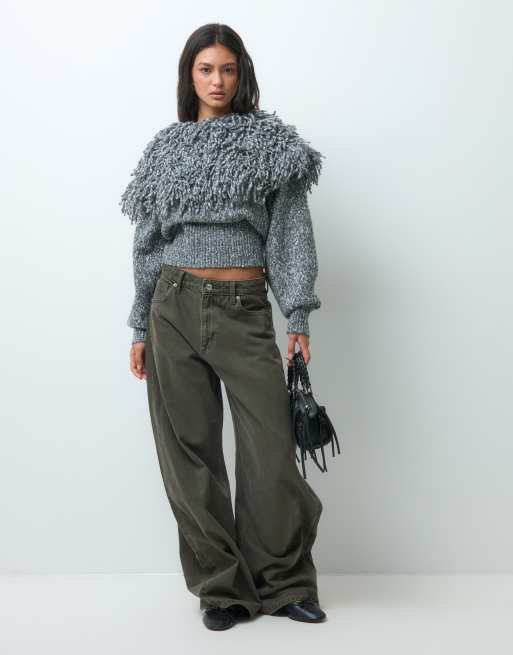 ASOS DESIGN loop crew neck jumper in mono, 2 of 5