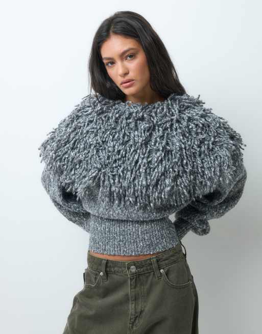 ASOS DESIGN loop crew neck jumper in mono, 3 of 5