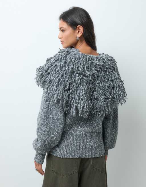 ASOS DESIGN loop crew neck jumper in mono, 4 of 5