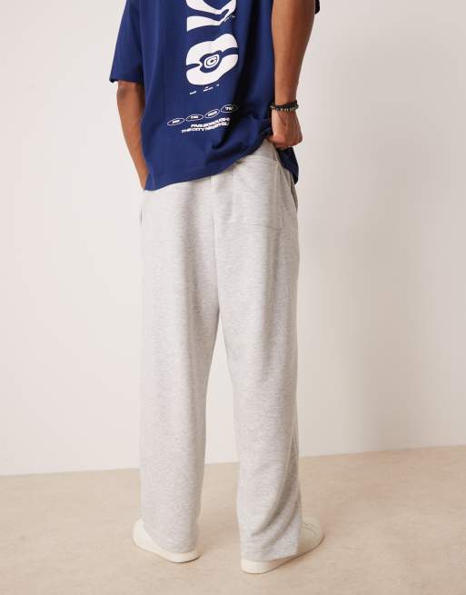 ASOS DESIGN - Loopback joggingbroek met wijde pijpen en volumineuze tailleband in gemêleerd grijs, 3 van 5