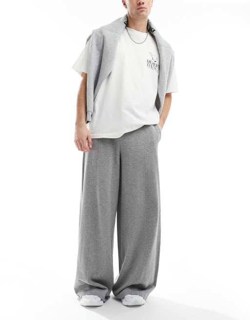ASOS DESIGN – Loopback-Jogginghose in Grau meliert mit super weitem Bein, 3 von 5