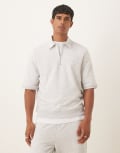 [ASOS DESIGN] ASOS DESIGN loopback short sleeve sweatshirt with zip in grey marl S Grey marle
