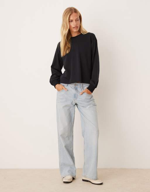 ASOS DESIGN - Loopback sweater met getailleerd detail in zwart, 3 van 4