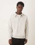 [ASOS DESIGN] ASOS DESIGN loopback sweatshirt with zip in stone-Neutral S STONE