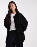 [ASOS DESIGN] ASOS DESIGN looping detail coatigan in black XS BLACK