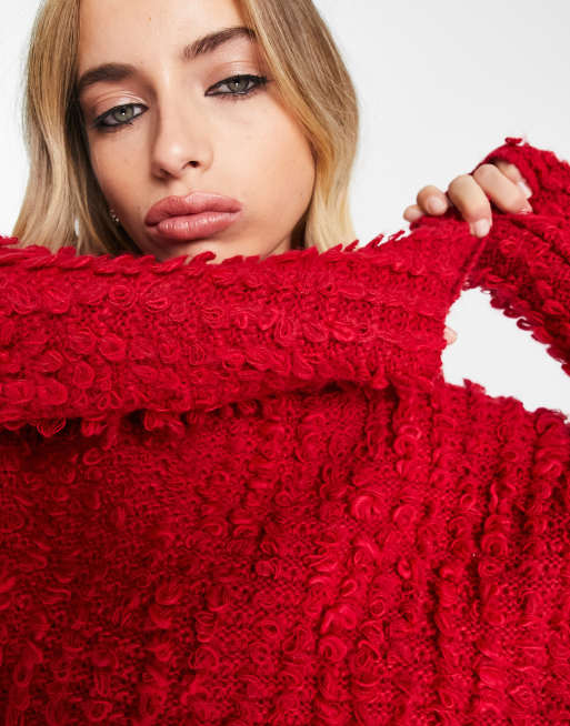 ASOS DESIGN loopy stitch jumper in red ASOS