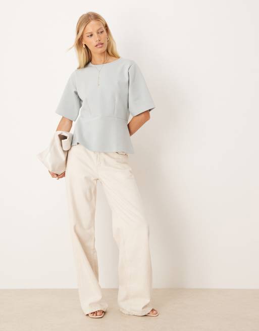 ASOS DESIGN loose boxy peplum top in gray - part of a set, 2 of 4