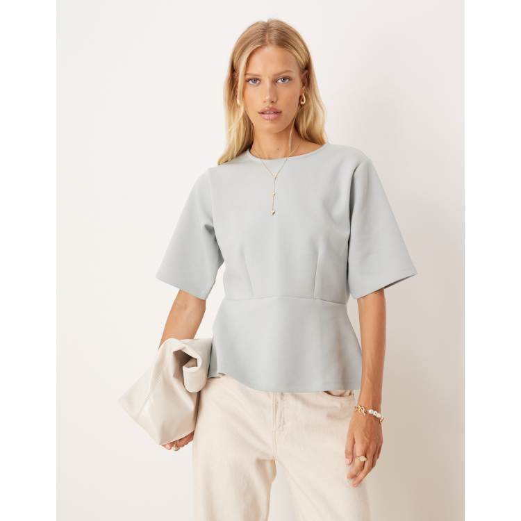Acka. peplum loose sweat 新品未使用 ASOS DESIGN loose boxy peplum top in heather gray - part of