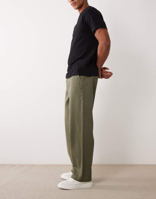 ASOS DESIGN loose canvas trouser in khaki, 3 of 5