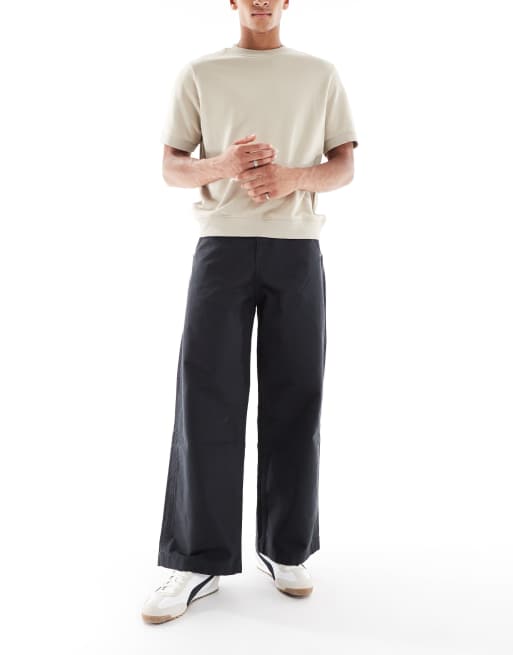 ASOS DESIGN loose cargo pants in black canvas, 3 of 5