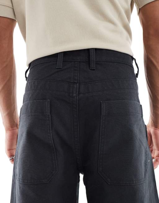 ASOS DESIGN loose cargo pants in black canvas, 4 of 5