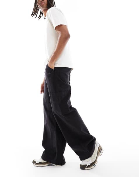 ASOS DESIGN loose cargo trousers in black - view 1