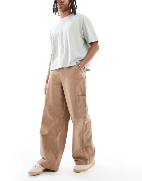 ASOS DESIGN loose cargo trousers in brown - view 1