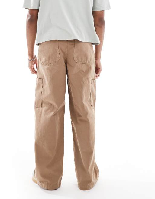 ASOS DESIGN loose cargo trousers in brown, 4 of 5