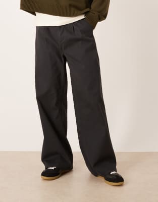 ASOS DESIGN ASOS DESIGN loose chinos in black with pleats