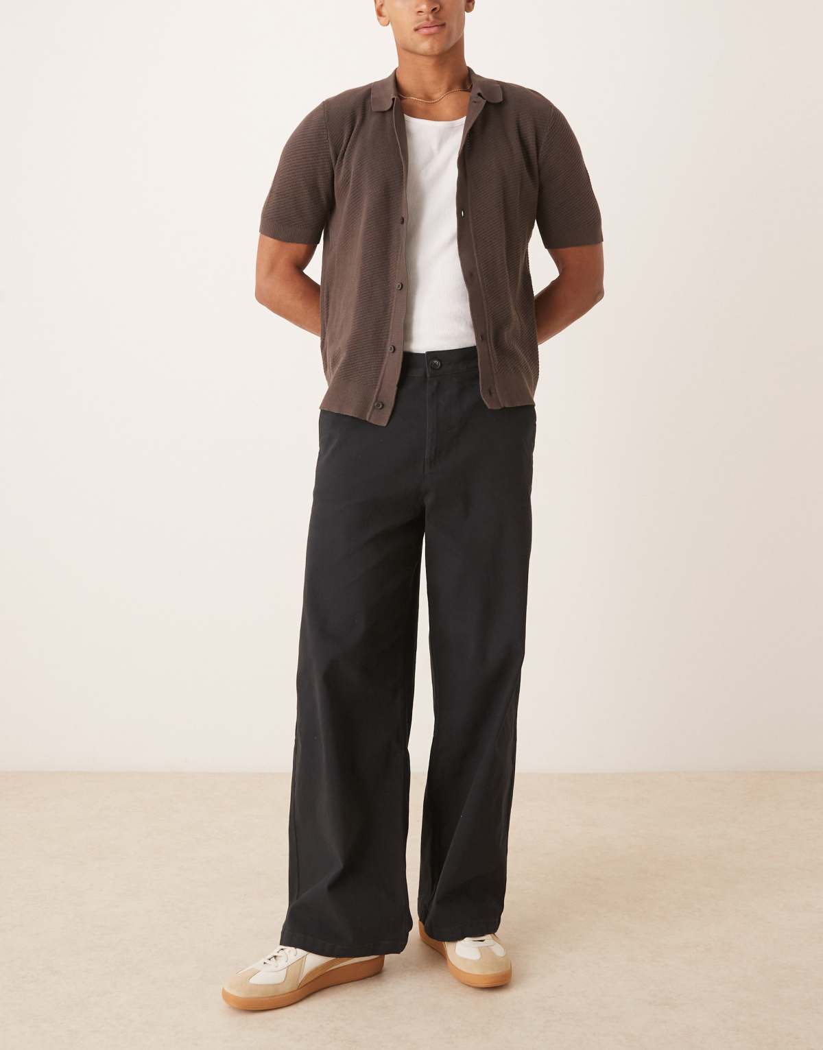 ASOS DESIGN loose chinos in black