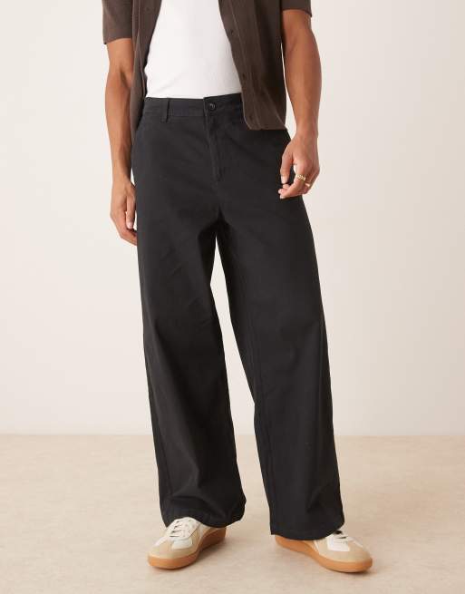 ASOS DESIGN loose chinos in black