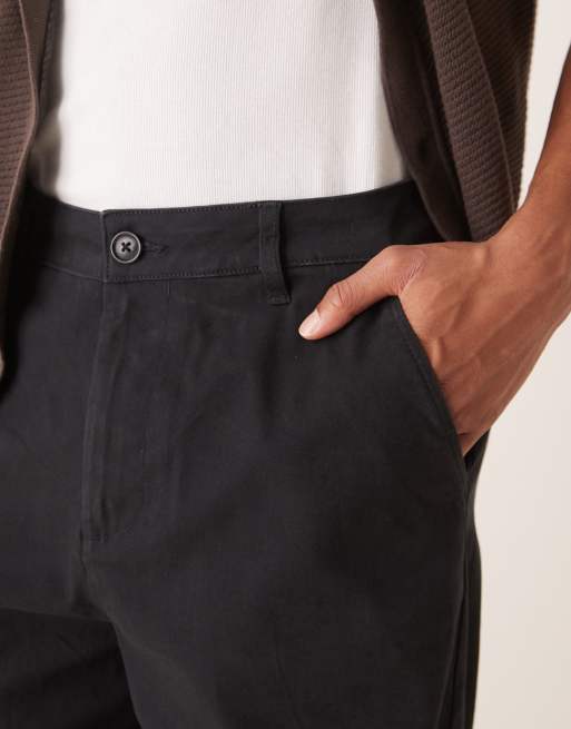 ASOS DESIGN loose chinos in black