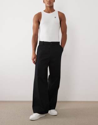 ASOS DESIGN loose chinos in black black