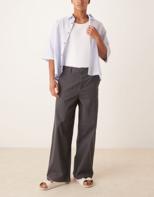 ASOS DESIGN loose chinos in charcoal - view 1