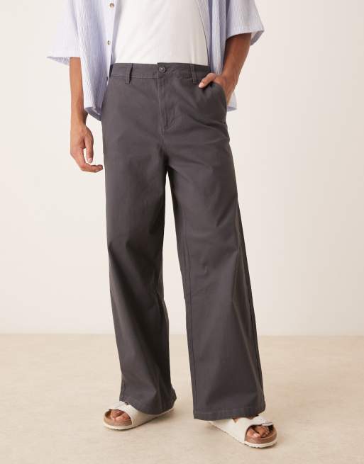 ASOS DESIGN loose chinos in charcoal