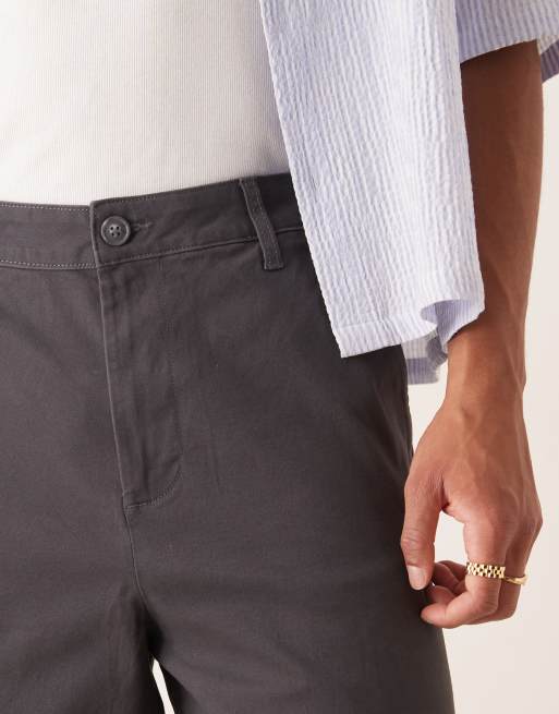 ASOS DESIGN loose chinos in charcoal