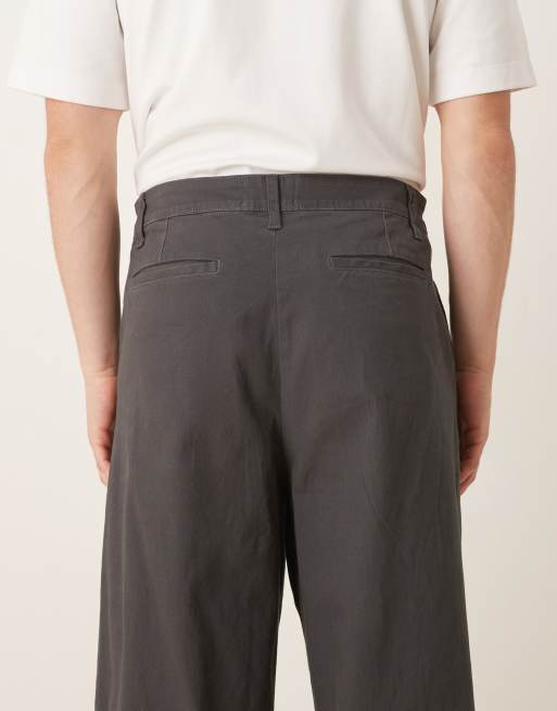 ASOS DESIGN loose chinos in charcoal