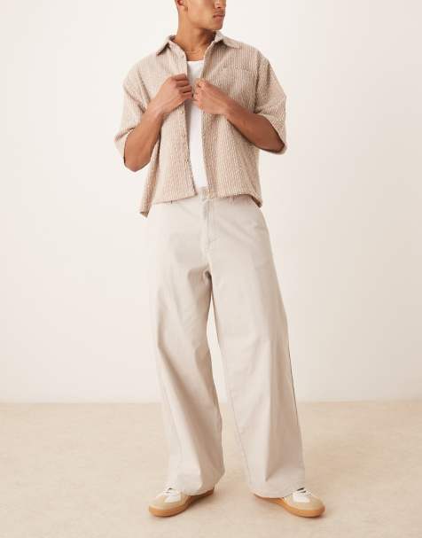 ASOS DESIGN loose chinos in stone - view 1