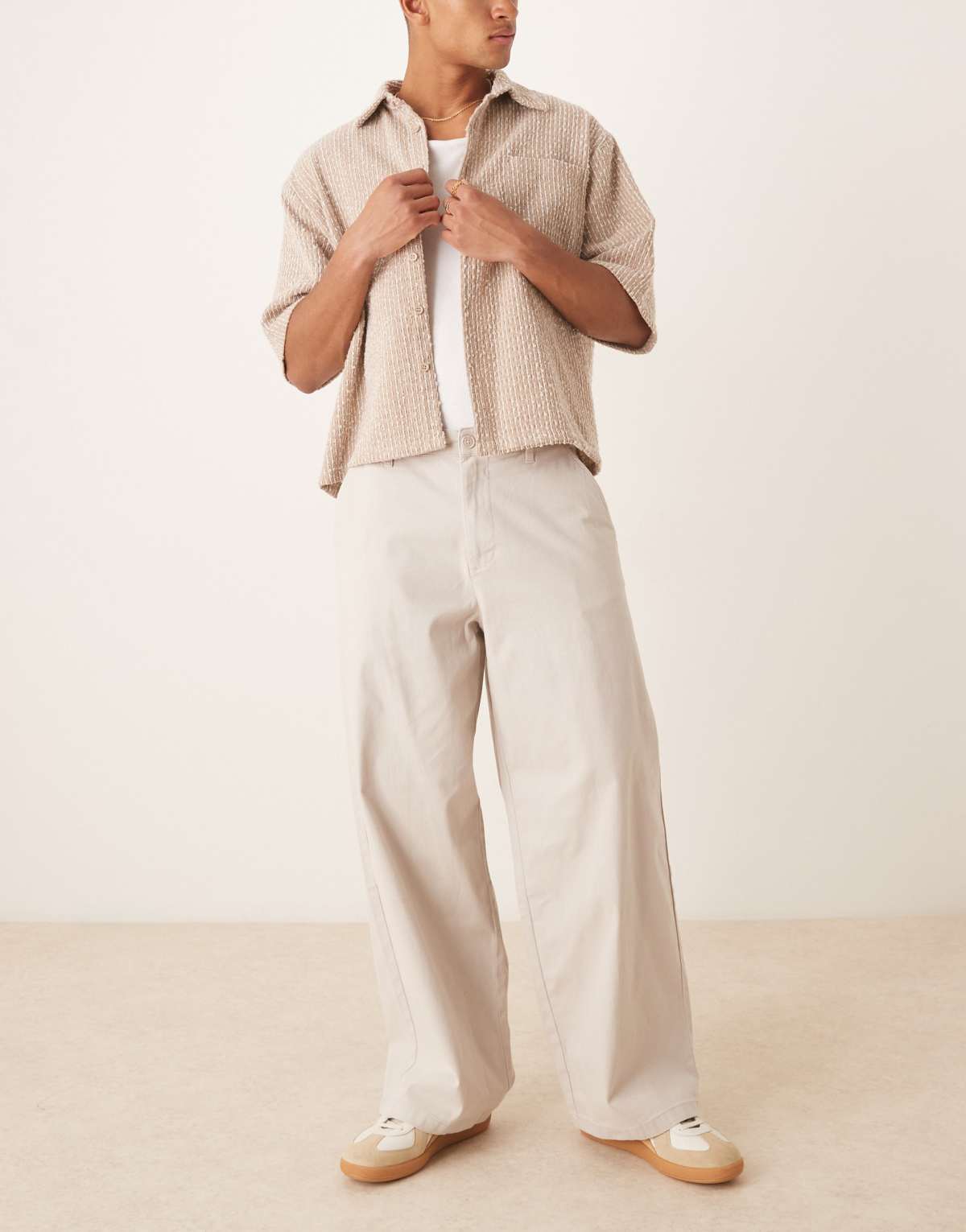 ASOS DESIGN loose chinos in stone