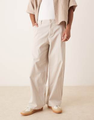 Asos Design Loose Chinos In Neutral