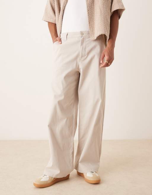 ASOS DESIGN loose chinos in stone