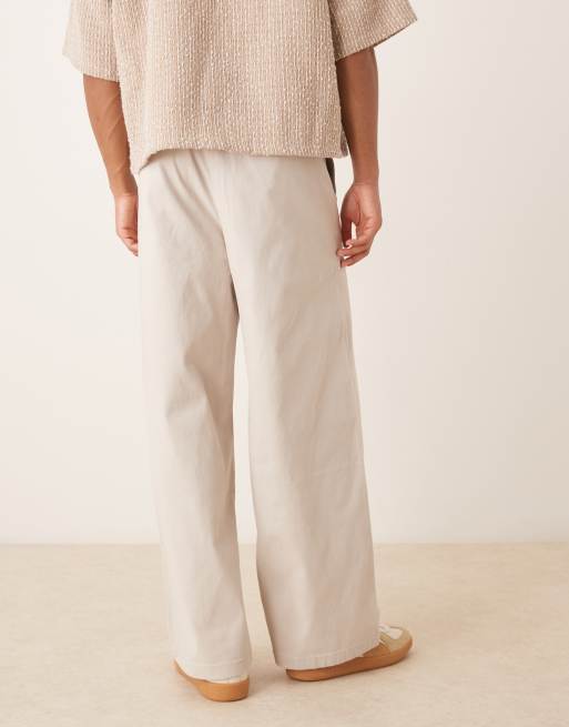 ASOS DESIGN loose chinos in stone