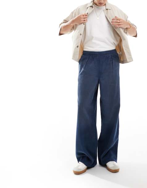 ASOS DESIGN loose cord trousers in washed blue  - view 1