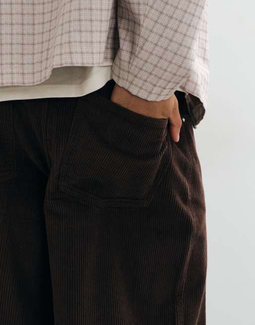 ASOS DESIGN loose corduroy pants in brown, 5 of 5