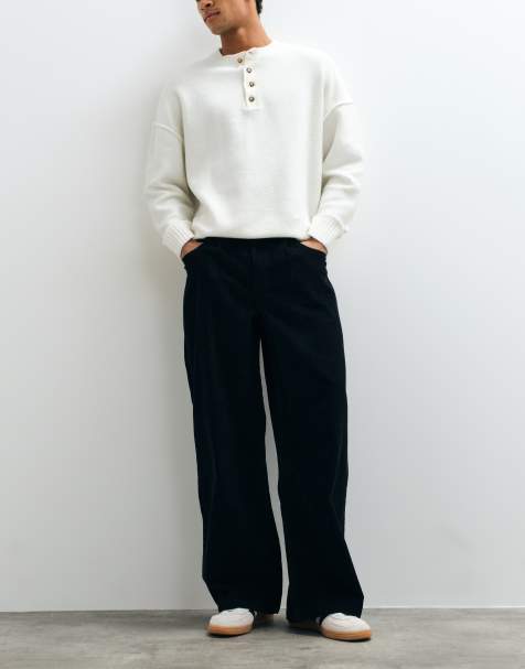 ASOS DESIGN loose corduroy trousers in black - view 1