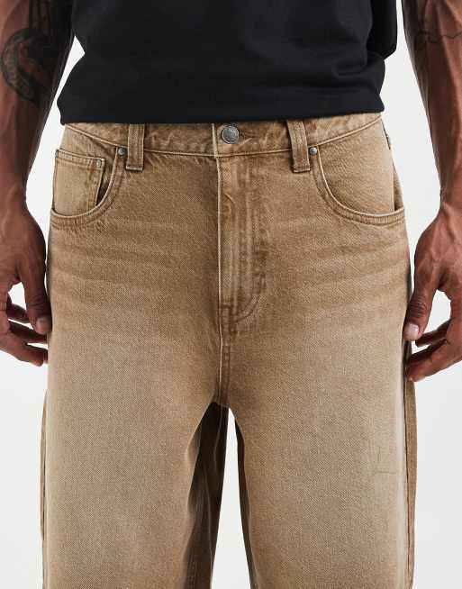 ASOS DESIGN loose denim jorts in brown , 5 of 5
